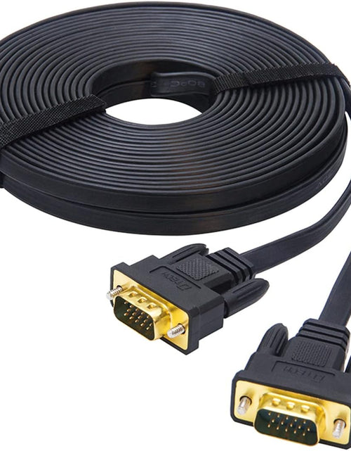 Load image into Gallery viewer, 5M Ultra Thin Flat Type Computer Monitor VGA Cable Standard 15 Pin Male to Male Connector SVGA Wire 16 Feet - Black
