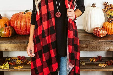 Womens Plaid Open Front Cardigan Sleeveless Drape Lightweight Vest Coat with Pockets