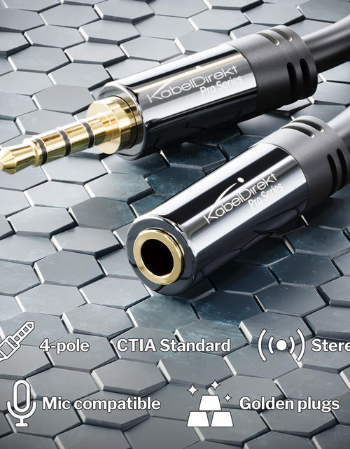 Load image into Gallery viewer, Headset Extension Lead/Extension Cable with Break-Proof Metal Plug – 6Ft (Ideal for Connecting a Gaming Headset or Headphones with Microphone, TRRS, 4-Pole, 3.5Mm Male to Female) by Cabledirect
